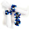 Mediterranean Blue Felt Three Strand Napkin Rings, Set of 4