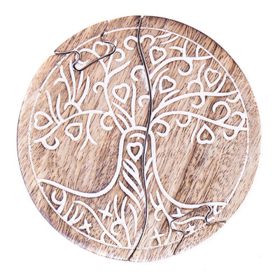 Mango Wood Carved Tree of Life Puzzle Box