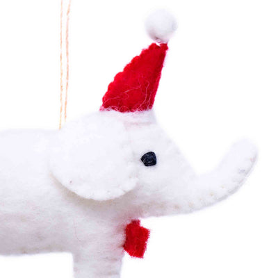 White Elephant Santa Handmade Felt Ornament