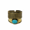 Turquoise Stone Adjustable Brass Ring - Pack of 3