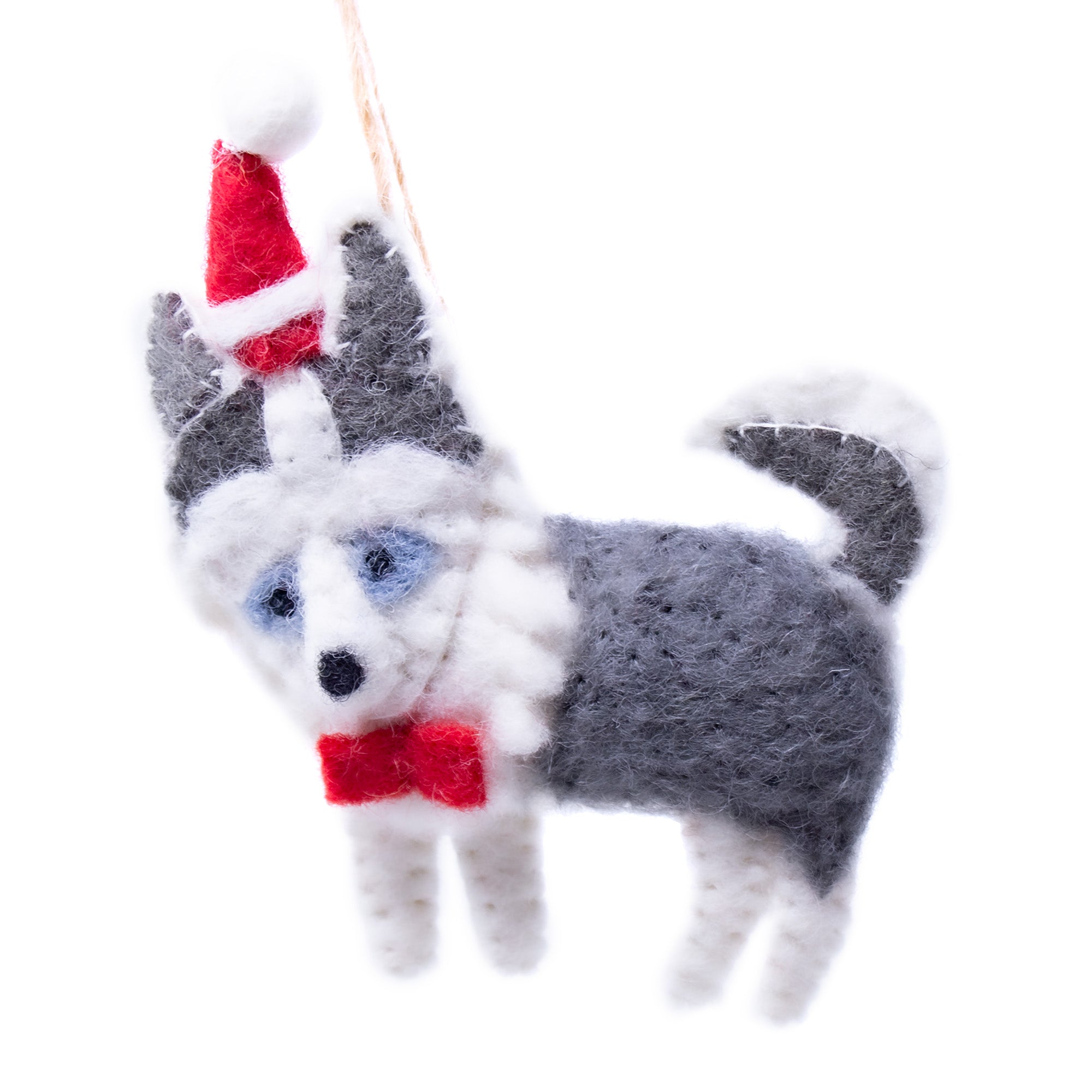 Husky Santa Handmade Felt Ornament