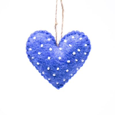 Mini Hearts Handmade Felt Ornament, Set of 7