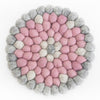 Cotton Candy Pink Flower Felt Ball Trivet
