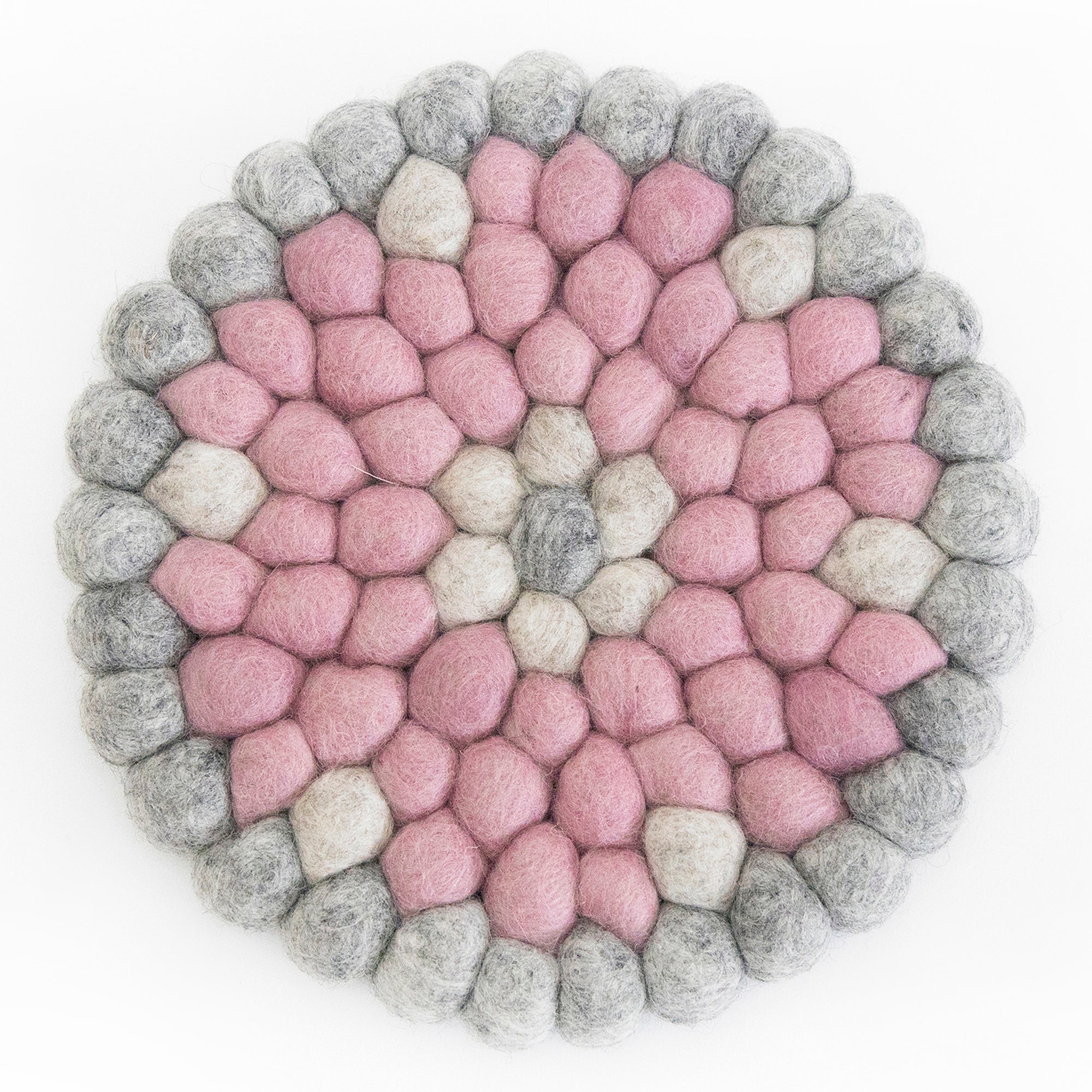 Cotton Candy Pink Flower Felt Ball Trivet