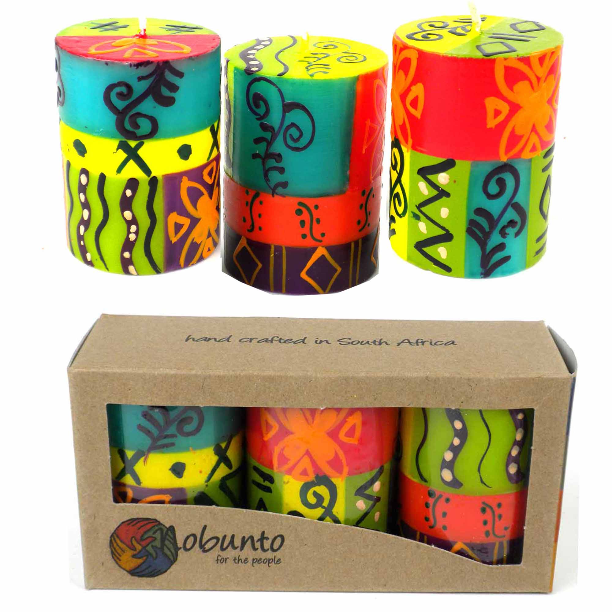 Hand-Painted Votive Candles, Boxed Set of 3 (Matuko Design)