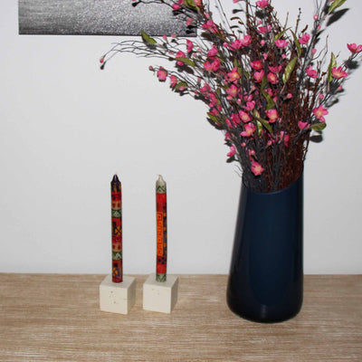 Hand-Painted Dinner Candles, Pair (Indabuko Design)