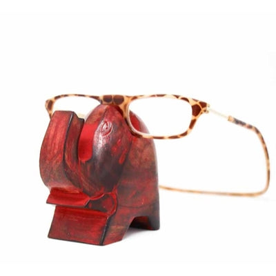 Elephant Eyeglass Stand in Red Wash - Pack of 3