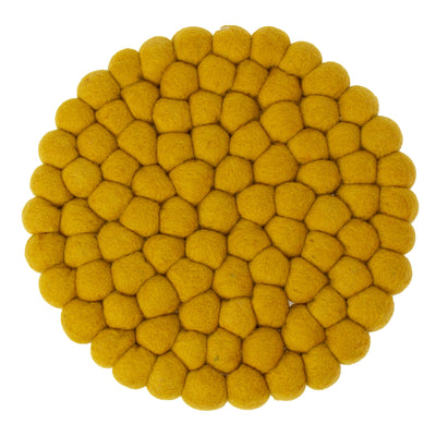 Pure Mustard Felt Ball Coasters, Set of 4