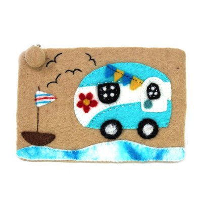 Happy Camper Van Felt Zipper Pouch