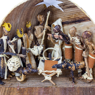 Dome Nativity Set Handmade in Kenya From Banana Fiber