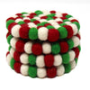 Christmas Felt Ball Coasters, Set of 4