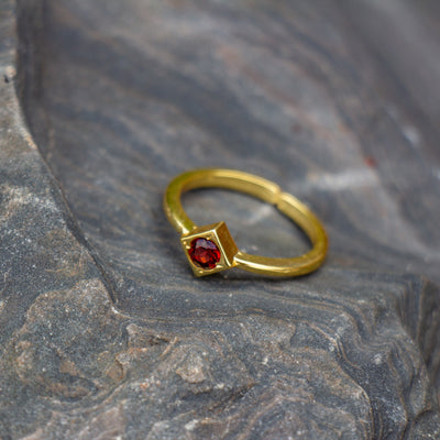 Garnet Brass Stackable Ring, PACK OF 3