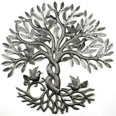 Entwined Tree of Life Haitian Metal Drum Wall Art, 23"