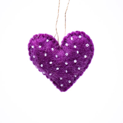 Mini Hearts Handmade Felt Ornament, Set of 7