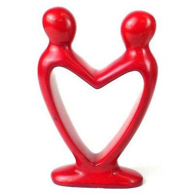 Single Soapstone Lover's Heart Sculptures - Red Finish