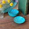 4-Pack - Painted Soapstone Carved Dish, Turquoise Etching