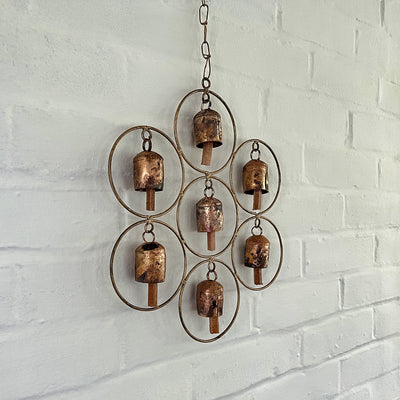 Handcast Recycled Iron Garden Chime with Seven Bells
