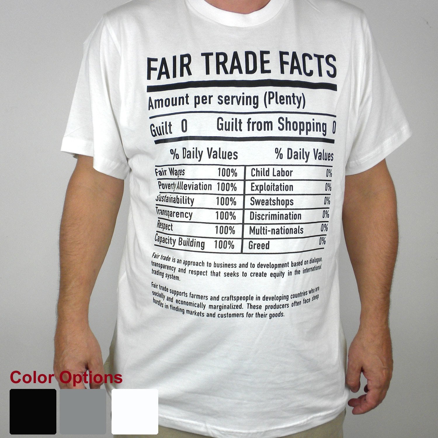 White Tee Shirt FT Facts on Front - Unisex Medium