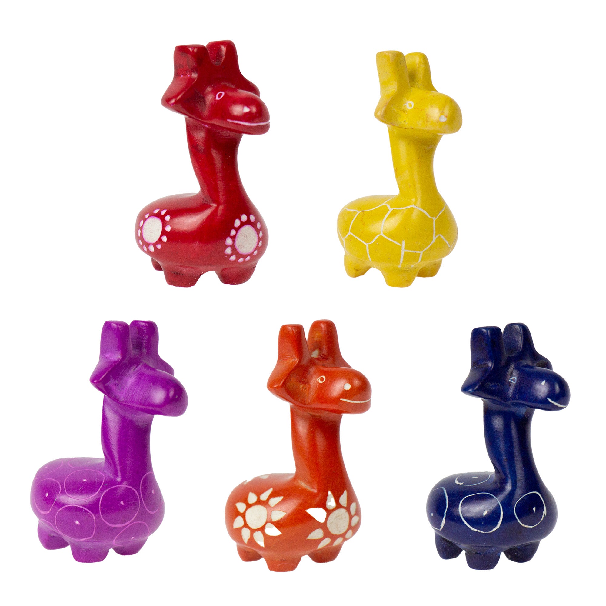 5-Pack - Soapstone Pot Belly Giraffe - Mini - Assorted Colors
