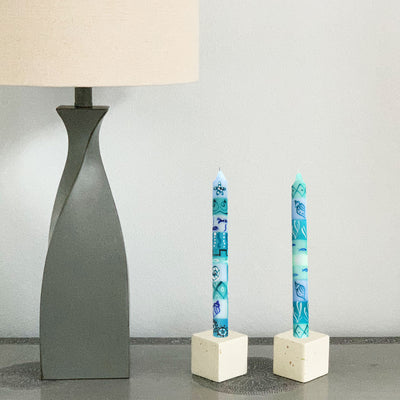 Hand-Painted Dinner Candles, Pair (Samaki Design)