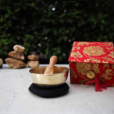 Meditation Bowl Box: 3in Red Lotus