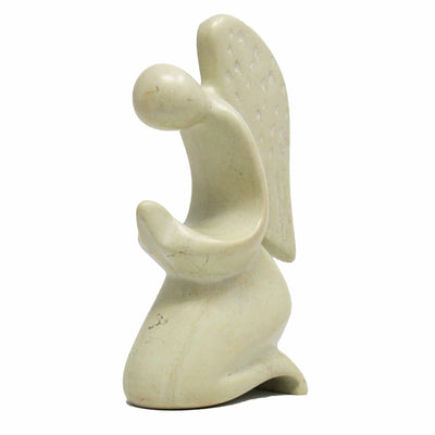 Soapstone Praying Angel Sculpture - Natural Stone