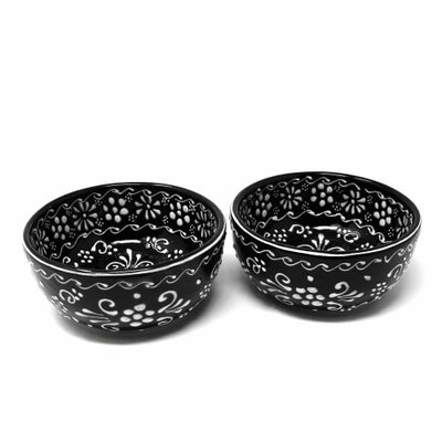 Encantada Handmade Pottery Butter Dish - Black & White, Lead-Free, 7.5x5x2.5 Inches