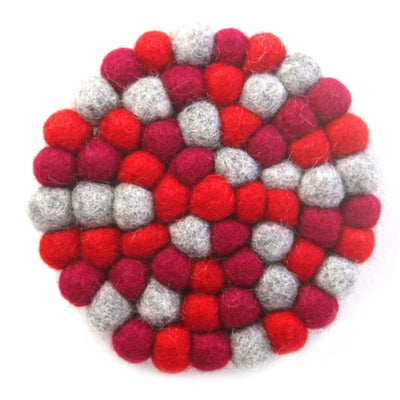 Root Chakra Red Felt Ball Trivet