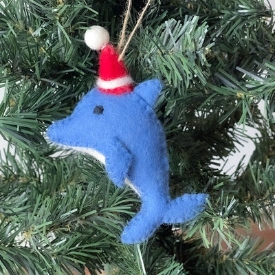 Dolphin Santa Handmade Felt Ornament