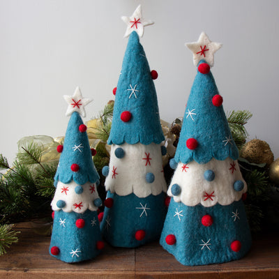 Christmas Tree Topper or Tabletop Decor, Set of 3 Turquoise