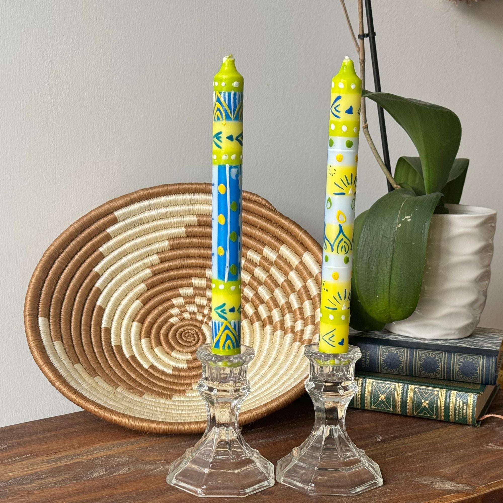 Tall Hand Painted Candles - Three in Box - Ihlobo Design