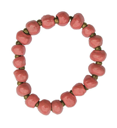 Handcrafted Clay Bead Bracelet from Haitian Artisans, Bubblegum Pink - Set of 3