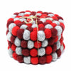 Root Chaka Red Felt Ball Coasters, Set of 4