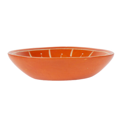 4-Pack - Painted Soapstone Carved Dish, Orange Etching