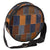Recycled Plaid Jean Patch Round Shoulder Bag with Blue Hues