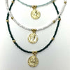 Dark Green Glass Bead Choker with Golden Coin Pendant- Pack of 3