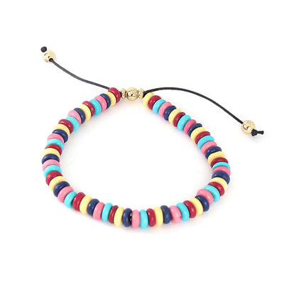 Adjustable Bone Bead Bracelet, Pinks and Blues - Pack of 5