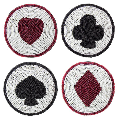 Suit of Cards Glass Beaded Coasters, Set of 4