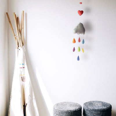 Cloud & Raindrop Felt Nursery Mobile