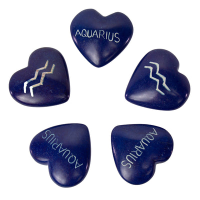 5-Pack - Soapstone Zodiac Hearts - Aquarius