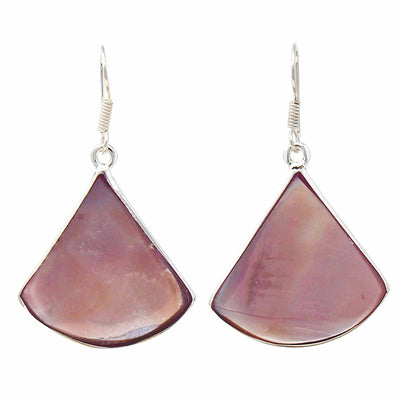 Raspberry Clam Shell Fan Drop Earrings