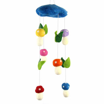 Blue Mushrooms Felt Nursery Mobile