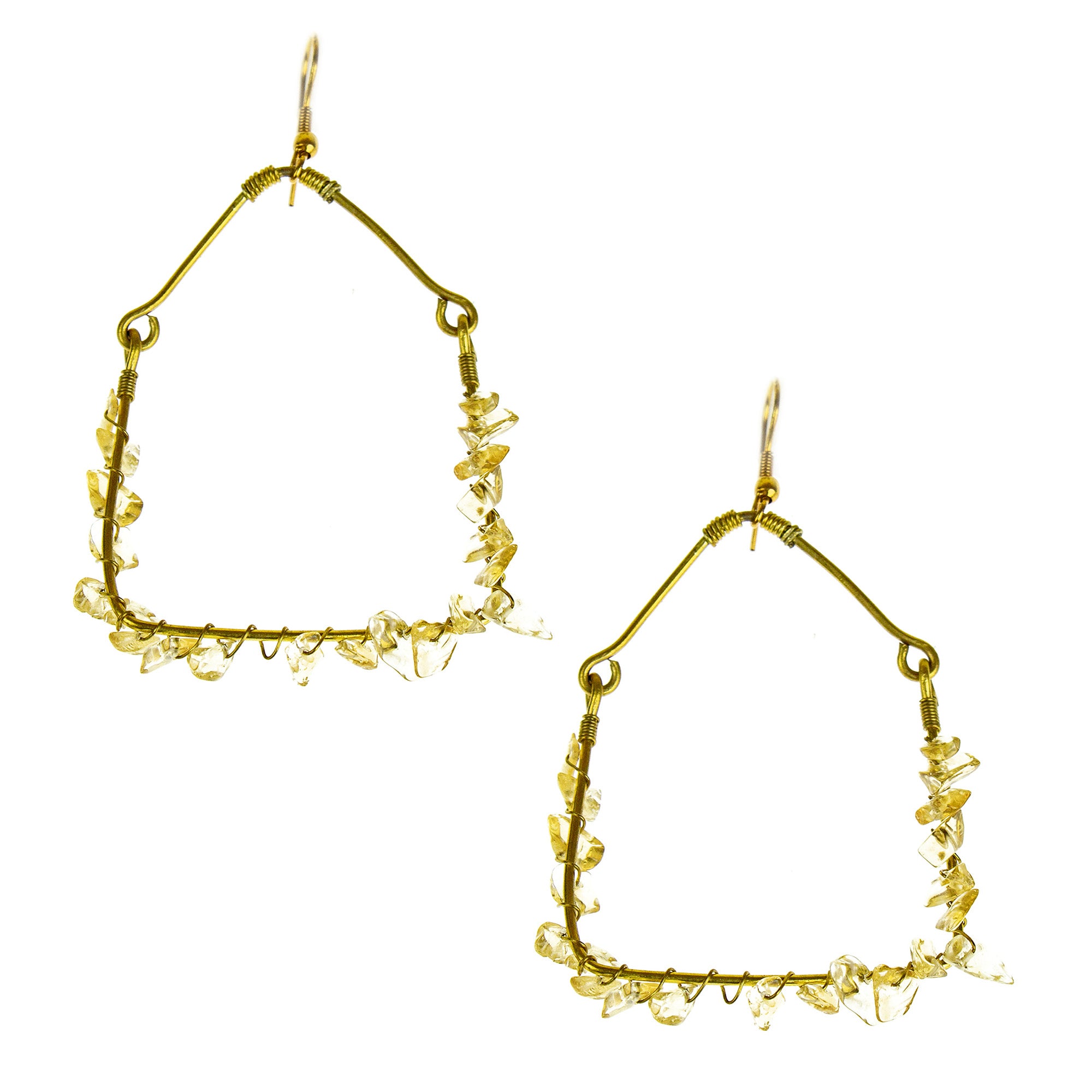 Hand-Cut Citrine Stone Geometric Earrings, PACK OF 3