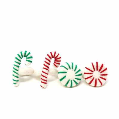 Set of 4 Napkin Rings, Peppermints
