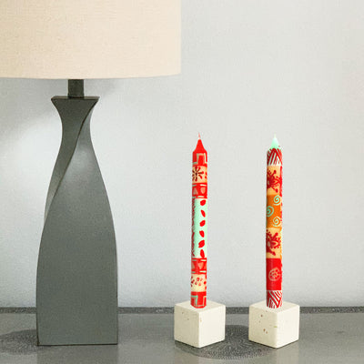 Hand-Painted Dinner Candles, Set of 3 (Owoduni Design)