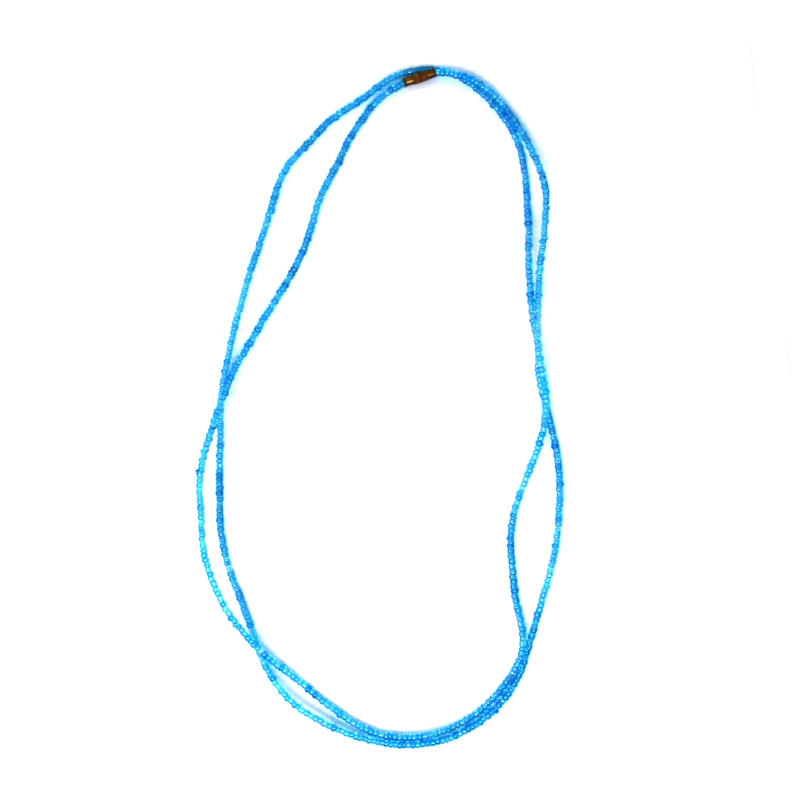 Long Single Strand Maasai Bead Necklace, Sky Blue