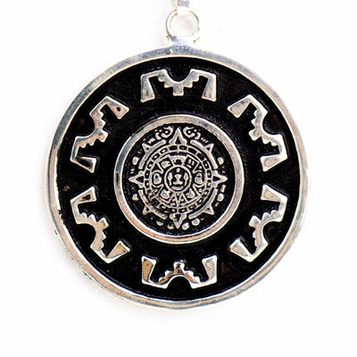 Alpaca Silver Aztec Face Pendant with Chain