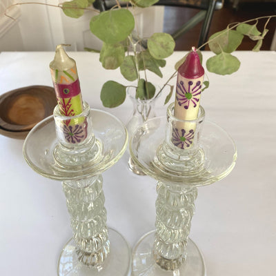 Hand-Painted 4" Dinner or Shabbat Candles, Set of 4 (Kileo Design)