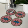 Pink Evil Eye Beaded Coasters, Set of 4