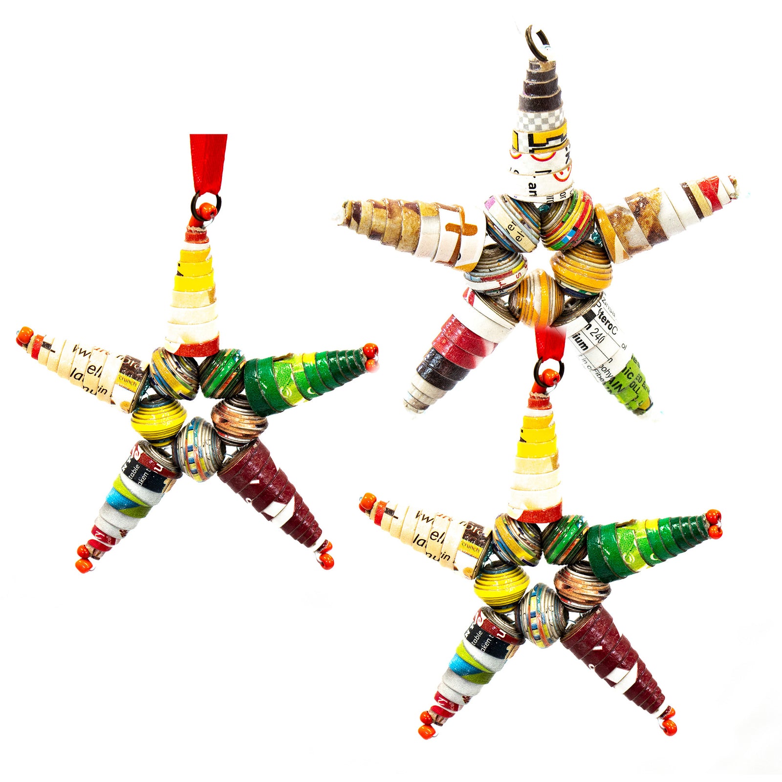 Paper Mache Star Ornament from Haiti, PACK OF 3